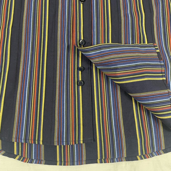 Lanzino Mens Multicolor Striped Long Sleeve Button Up Shirt Size M - Picture 6 of 13